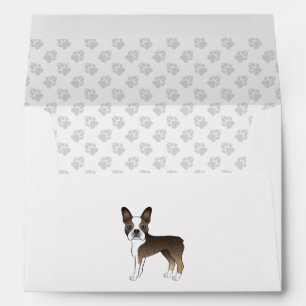 Brindle Boston Terrier Cartoon Dog Illustration Envelope