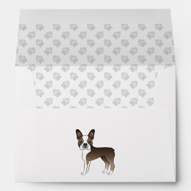 Brindle Boston Terrier Cartoon Dog Illustration Envelope (Back (Bottom))