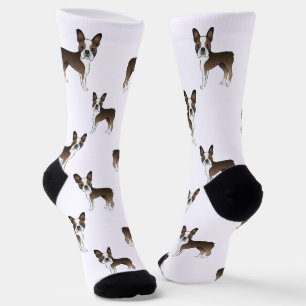 Brindle Boston Terrier Cartoon Dog Pattern Socks