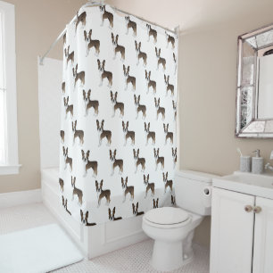 Brindle Boston Terrier Cute Cartoon Dog Pattern Shower Curtain