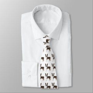 Brindle Boston Terrier Cute Cartoon Dog Pattern Tie