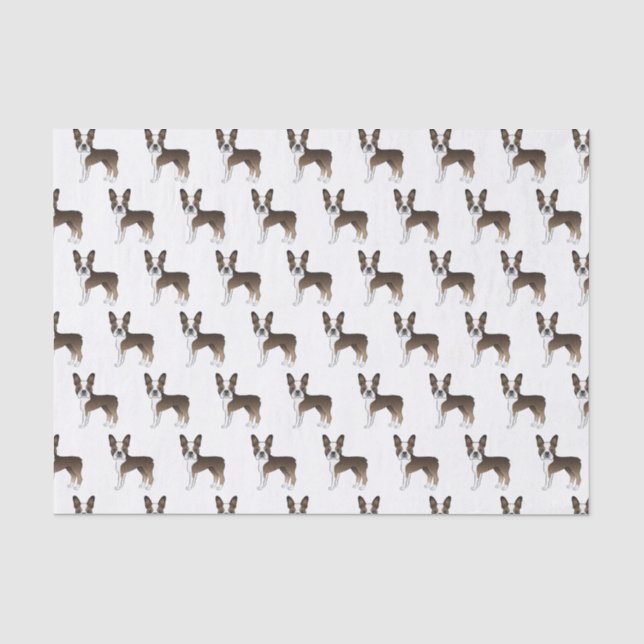 Brindle Boston Terrier Cute Cartoon Dog Pattern Tissue Paper (Front)