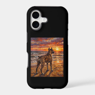 Brindle Boxer at Sunset Beach Boxer Dog Art Gift