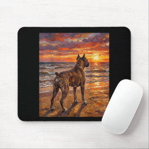 Brindle Boxer at Sunset Beach Boxer Dog Art Gift Mouse Mat
