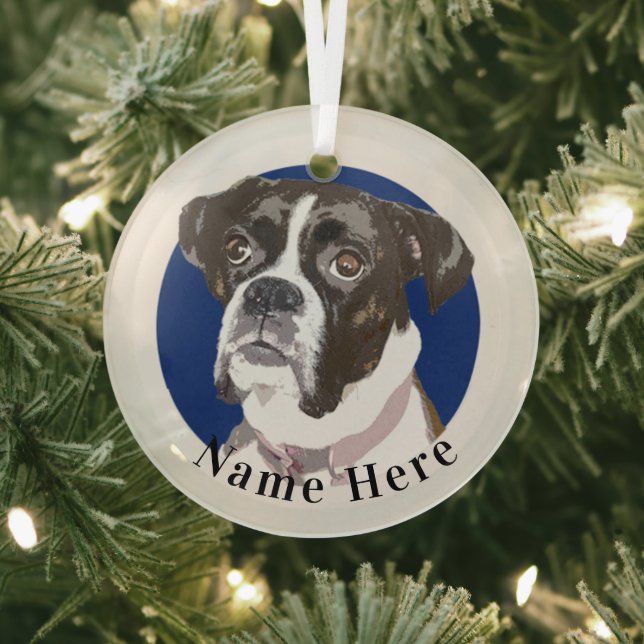 Brindle Boxer Dog Christmas Ornament (Insitu)