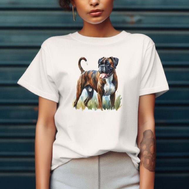 Brindle Boxer Dog featured in Watercolor T-Shirt (Creator Uploaded)