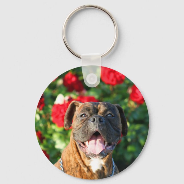 Brindle boxer dog keychain (Front)