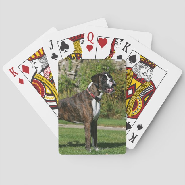 Brindle Boxer Dog Show Stance Playing Cards (Back)