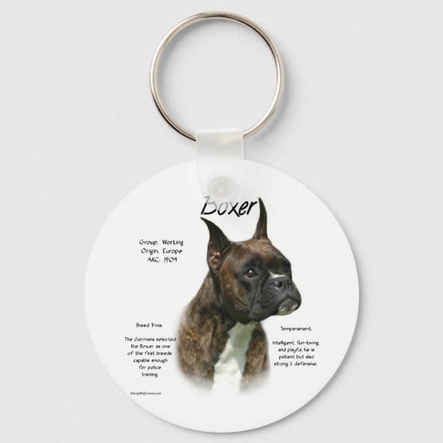 Brindle Boxer History  Key Ring (Front)