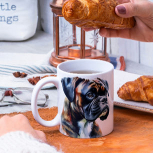Brindle Boxer in Watercolor Two-Tone Coffee Mug