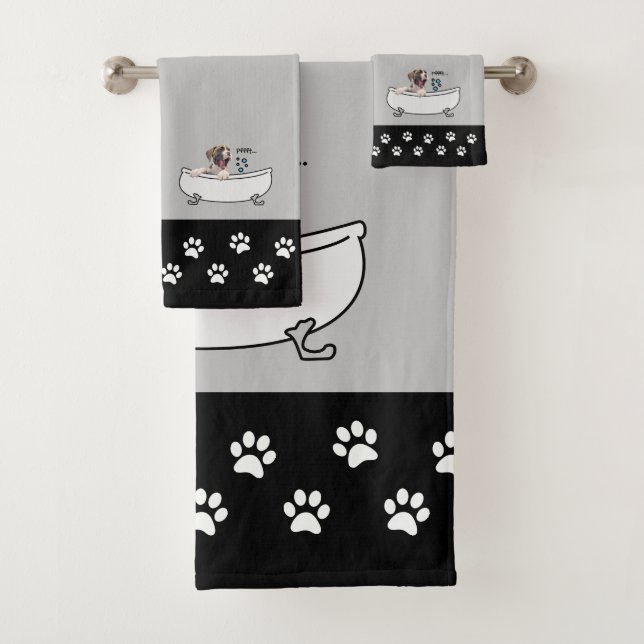 Brindle Boxer Puppy - Themed Bathroom Decor - Grey Bath Towel Set (Insitu)