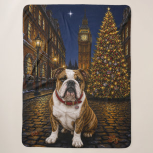 Brindle Bulldog Holiday Sherpa Blanket