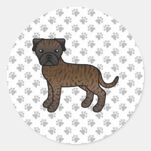Brindle Bullmastiff Cute Cartoon Dog Classic Round Sticker