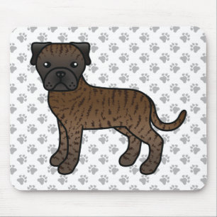 Brindle Bullmastiff Cute Cartoon Dog Mouse Mat