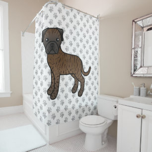 Brindle Bullmastiff Cute Cartoon Dog Shower Curtain