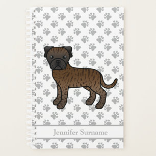 Brindle Bullmastiff Cute Cartoon Dog & Text Planner