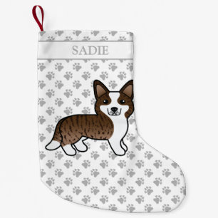 Brindle Cardigan Welsh Corgi Dog & Name Small Christmas Stocking