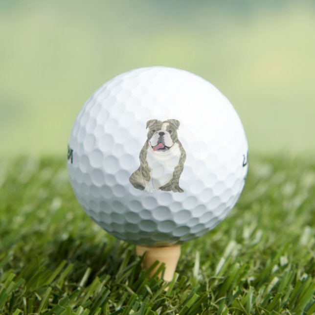 Brindle English Bulldog Golf Balls (Insitu Tee)