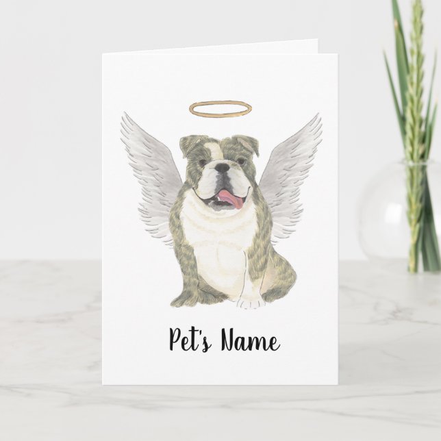 Brindle English Bulldog Sympathy Memorial Card (Front)