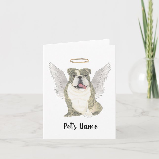 Brindle English Bulldog Sympathy Memorial Card (Front)