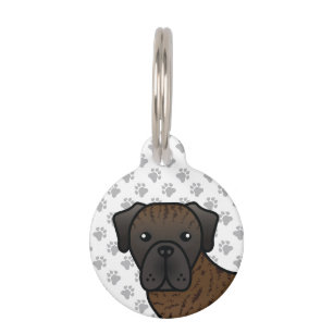 Brindle English Mastiff Cartoon Dog & Pet's Info Pet Tag
