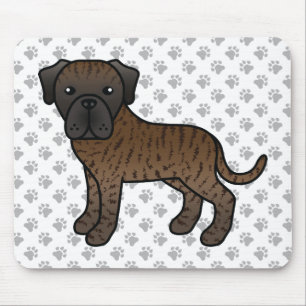 Brindle English Mastiff Cute Cartoon Dog Mouse Mat
