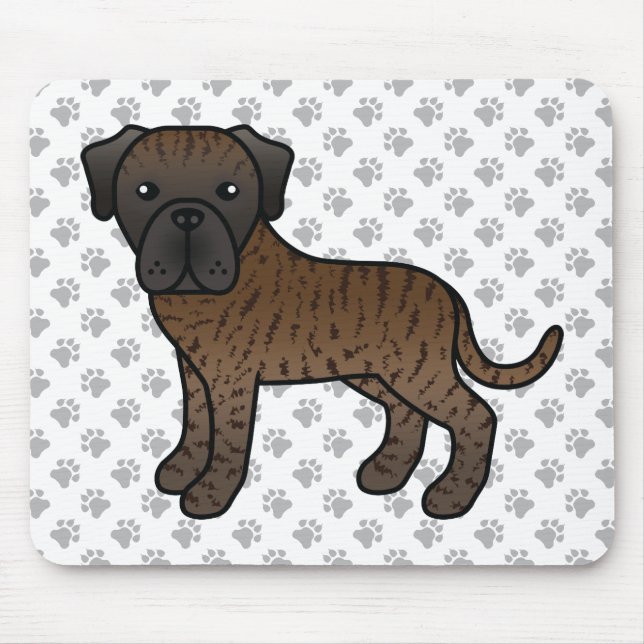 Brindle English Mastiff Cute Cartoon Dog Mouse Mat (Front)