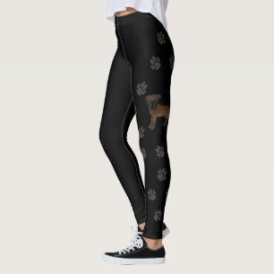 Brindle English Mastiff Cute Cartoon Dog & Paws Leggings