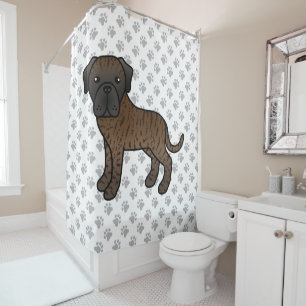 Brindle English Mastiff Cute Cartoon Dog Shower Curtain