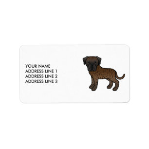 Brindle English Mastiff Cute Cartoon Dog & Text Label
