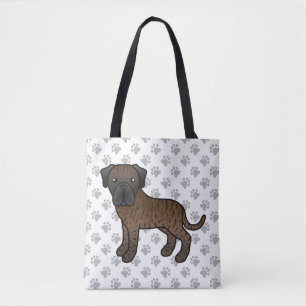 Brindle English Mastiff Cute Cartoon Dog Tote Bag