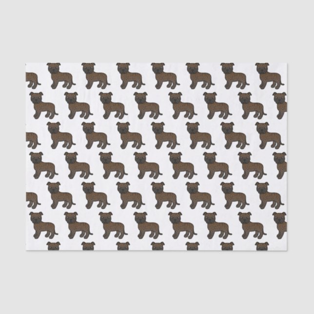 Brindle English Staffie Cute Cartoon Dog Pattern Tissue Paper (Front)