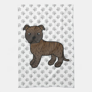 Brindle English Staffordshire Bull Terrier Dog Tea Towel