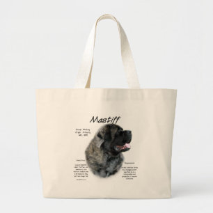 Brindle Fluffy Mastiff History Large Tote Bag