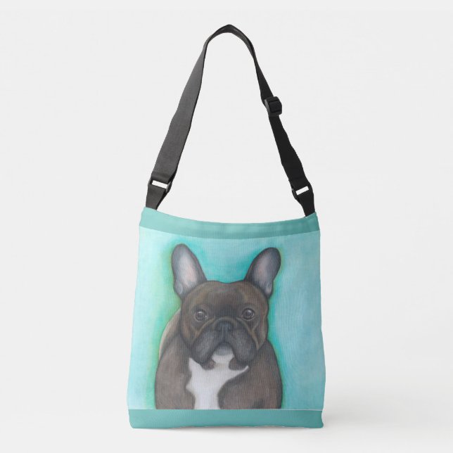 Brindle French Bulldog cross body bag (Front)