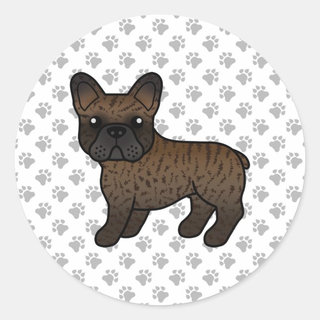 Brindle French Bulldog Cute Cartoon Dog Classic Round Sticker (Front)