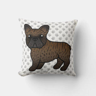 Brindle French Bulldog Cute Cartoon Dog Cushion