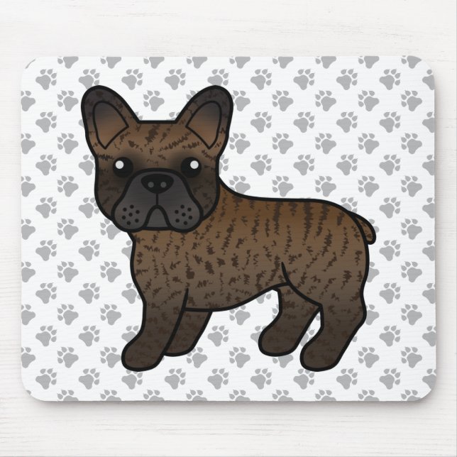 Brindle French Bulldog Cute Cartoon Dog Mouse Mat (Front)