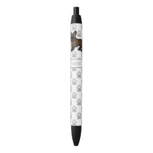 Brindle French Bulldog Cute Cartoon Dog & Name Black Ink Pen