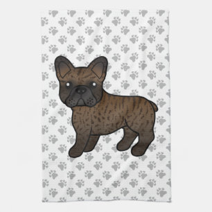 Brindle French Bulldog Cute Cartoon Dog Tea Towel