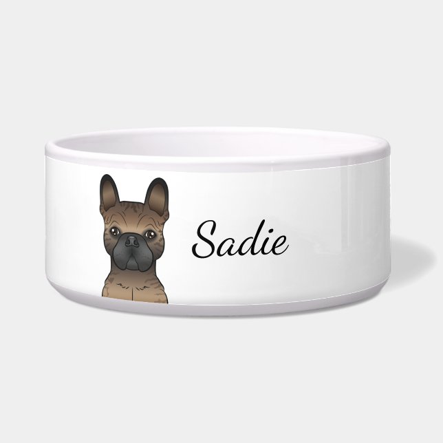 Brindle French Bulldog / Frenchie Cute Dog & Name (Front)