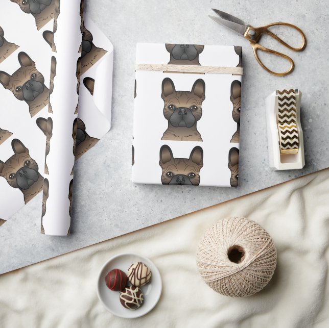 Brindle French Bulldog / Frenchie Cute Dog Pattern Wrapping Paper (Crafts)