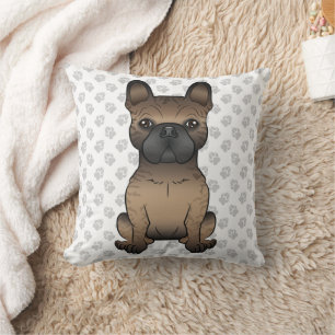 Brindle French Bulldog / Frenchie Cute Dog & Paws Cushion