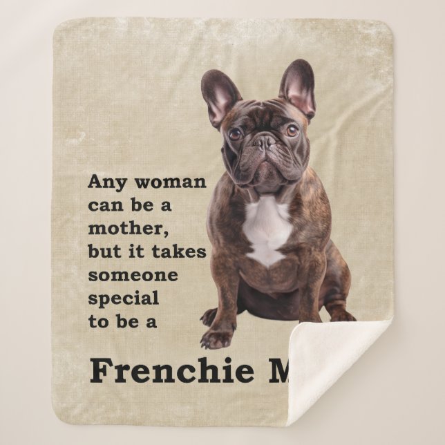 Brindle French Bulldog Mum Sherpa Blanket (Front)