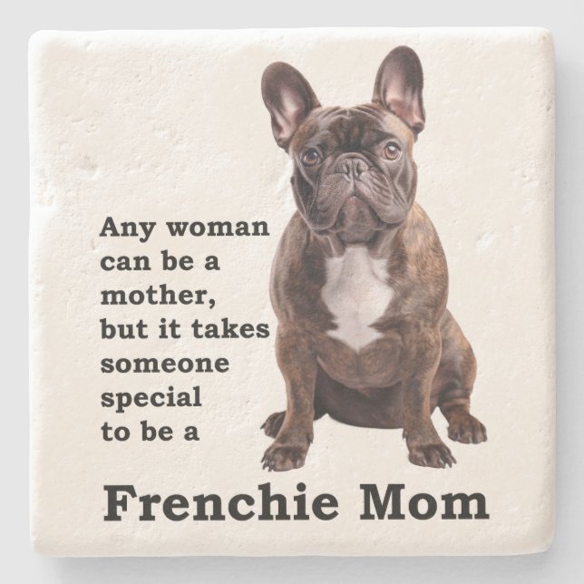 Brindle French Bulldog Mum Stone Coaster (Front)
