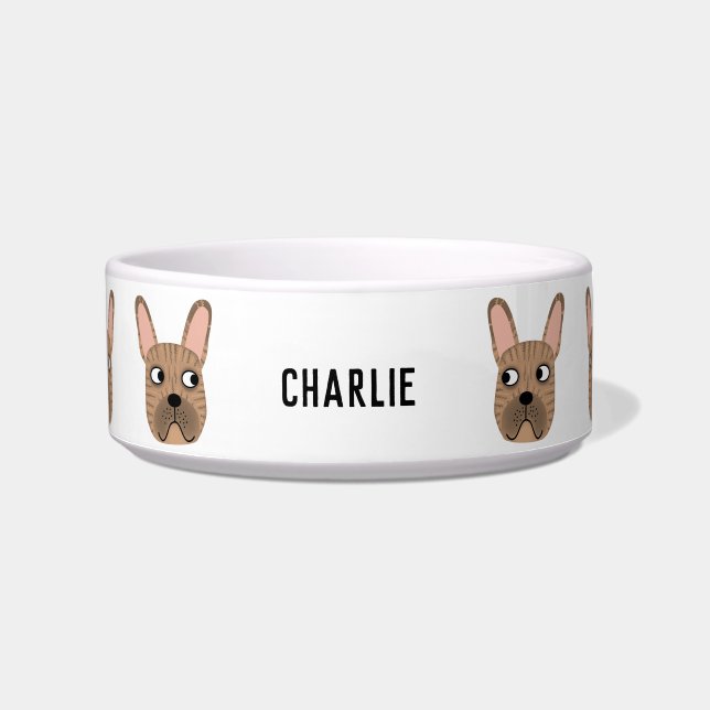 Brindle French Bulldog Name Bowl (Front)