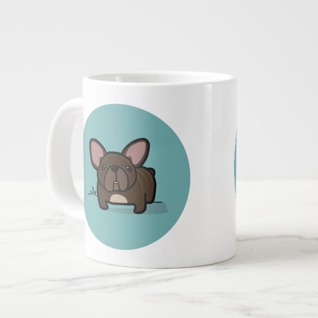 Brindle Frenchie Large Coffee Mug (Front Left)