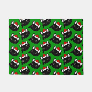 Brindle Frenchie loves Christmas season Doormat