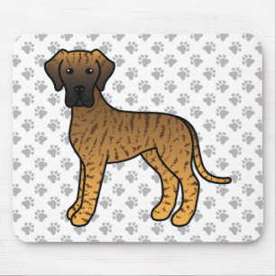 Brindle Great Dane Cute Cartoon Dog Mouse Mat