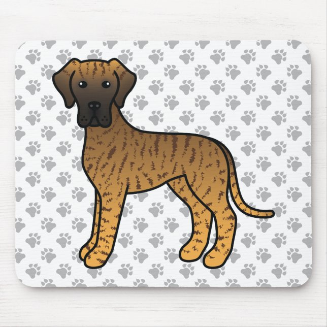 Brindle Great Dane Cute Cartoon Dog Mouse Mat (Front)